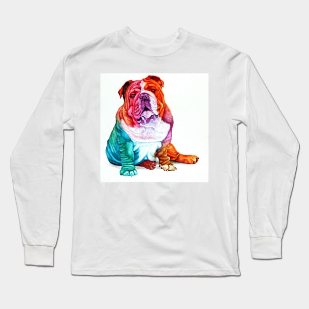 Full Color Bulldog Long Sleeve T-Shirt by VeriArt